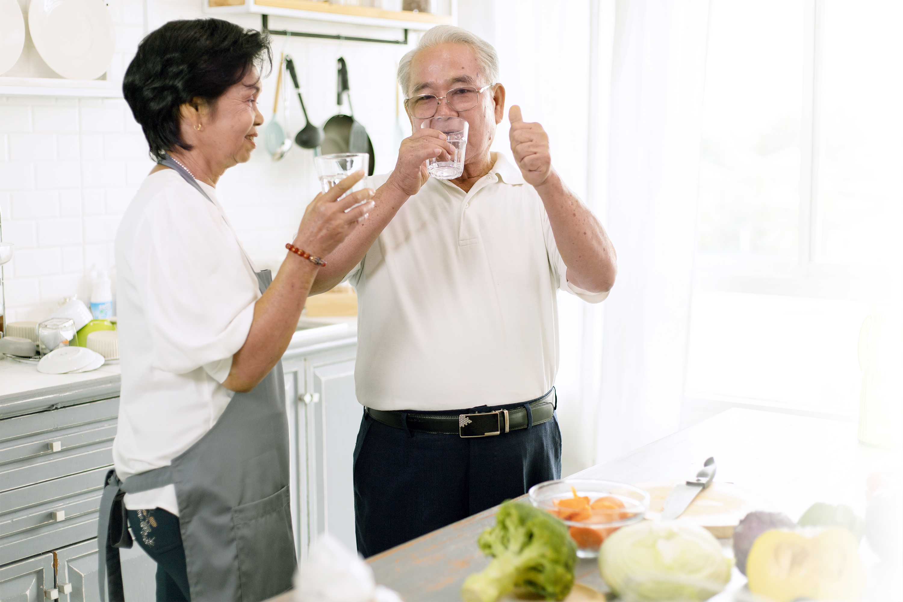 couple enjoying drinking water